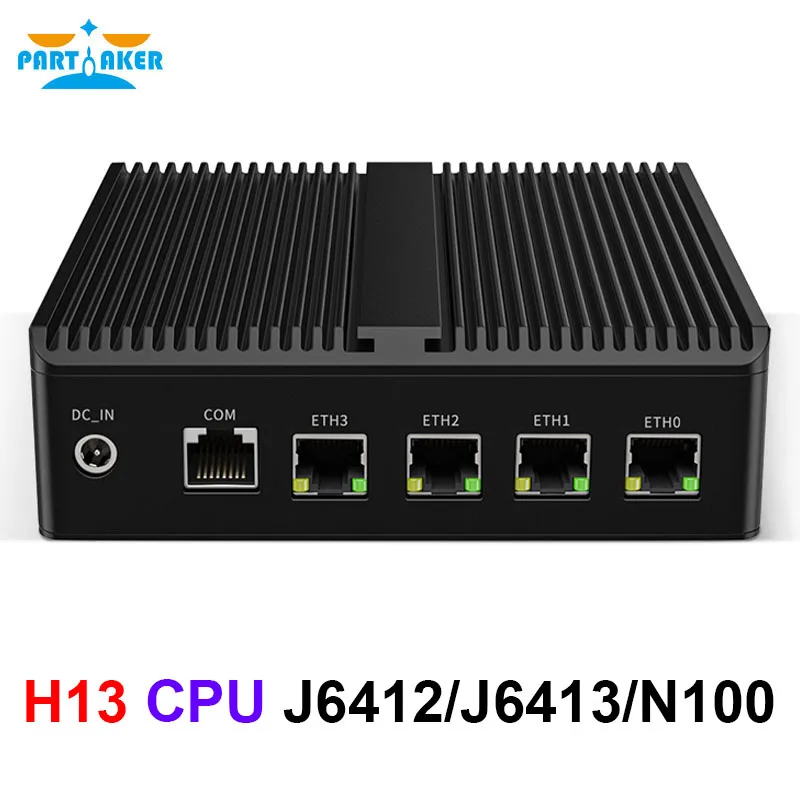 Enrutador sin ventilador Intel J6413 J6412 N100 DDR4 DP HDMI 4 * i226V 2,5G ESXI AES-NI 4G/5G SIM Solt COM Mini PC Pfsense Firewall ordenador