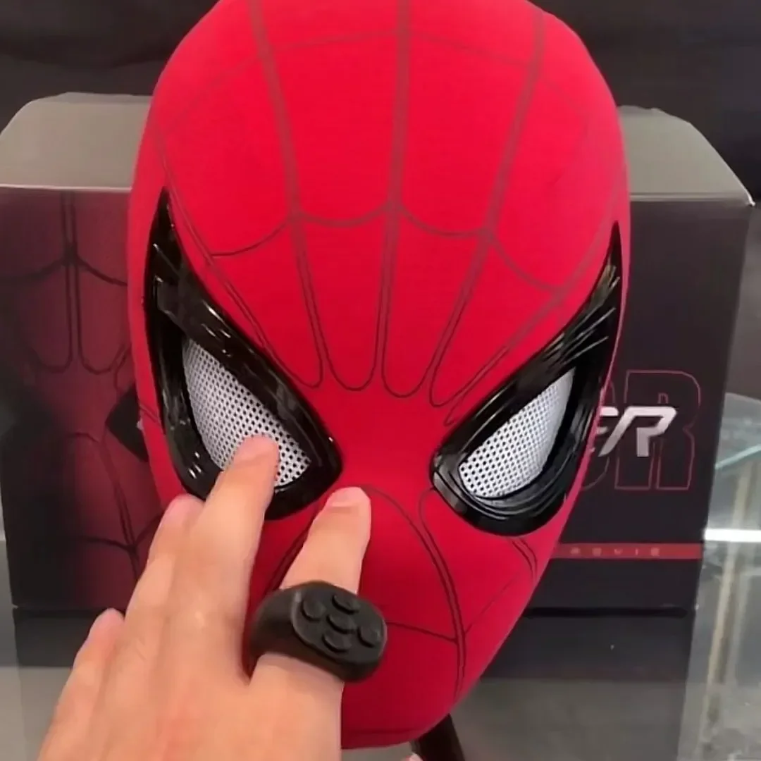 Mascara Spiderman Headgear Mask Cosplay Moving Eyes Electronic Mask Spider Man 1:1 Remote Control Elastic Toys Adults Kids Gift