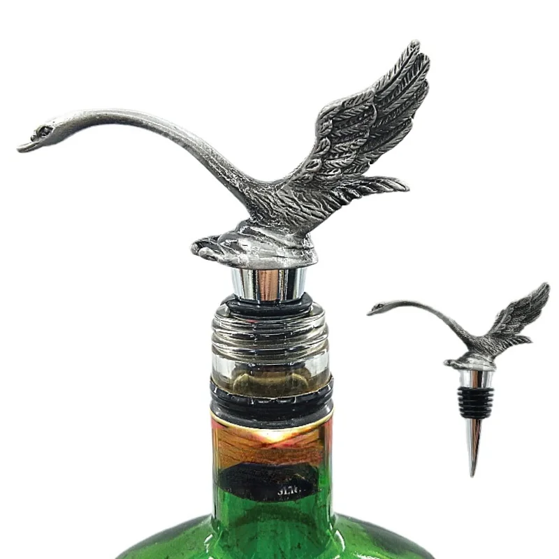 New Style Exquisite Art Little Swan Shape Bottle Stopper Zinc Alloy Family Bar Restaurant Bottle Cap Festival Gift Decoration