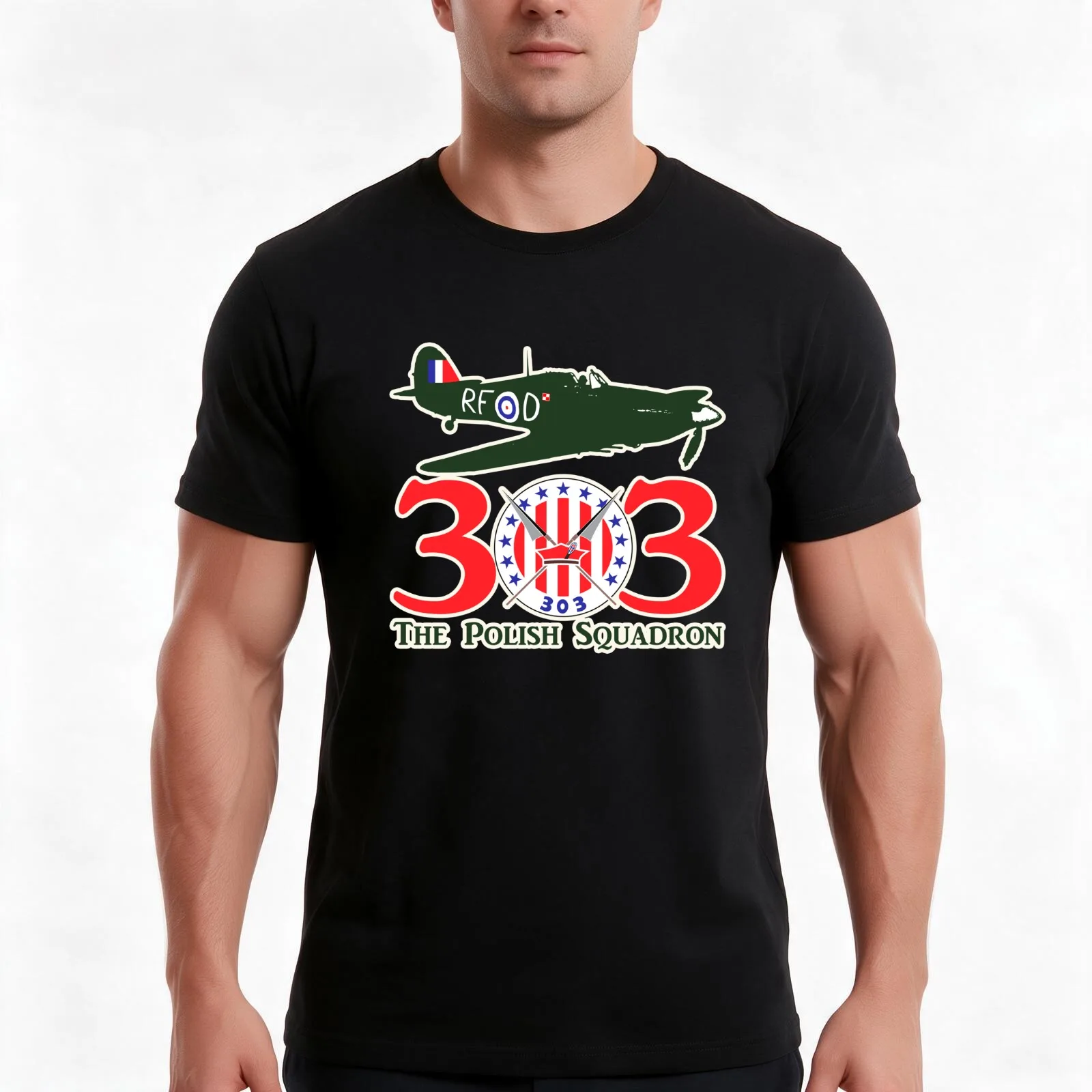Hurricane No. 303 Fighter Squadron RAF - English tagged - Clean Style T-Shirt Summer Casual Cotton Tee Vintage Graphic Print