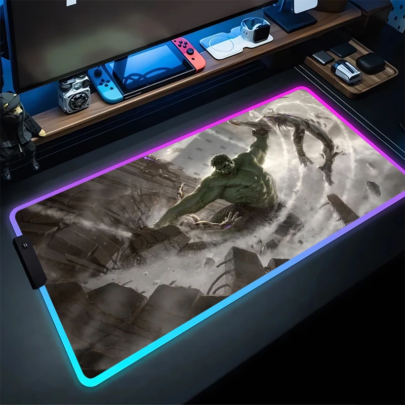 

RGB Mouse Pad H-Hulks Non-Slip Rubber Edge locking mousepads Game play mats notebook computer With Backlit M-Marvels Home Decor