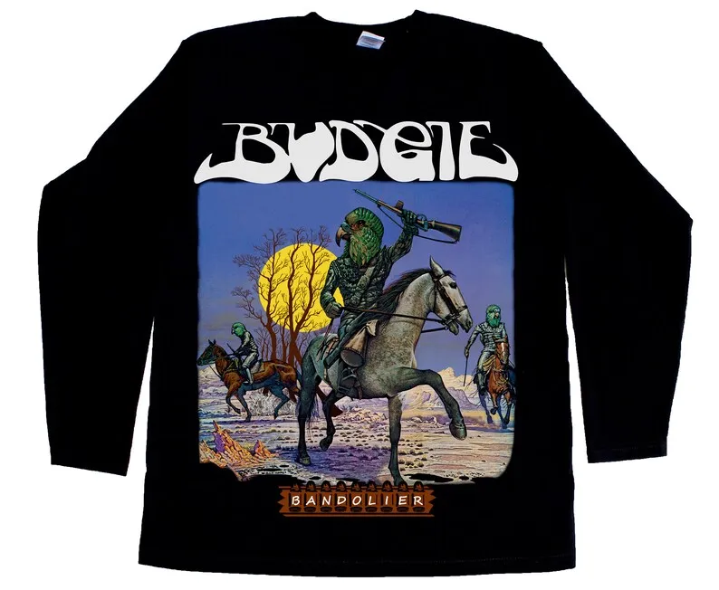 budgie bandolier'75 short long sleeve black t-shirt 3XL 4XL