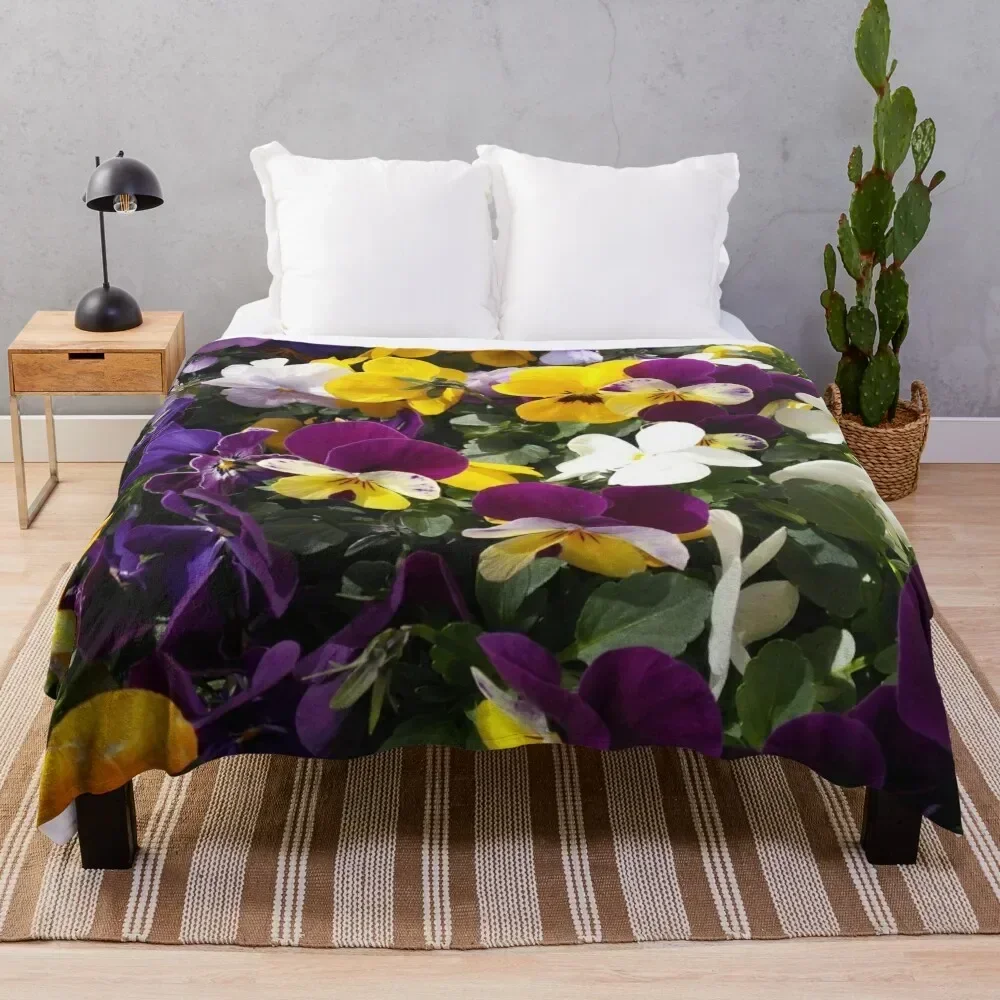 

Winter Pansies in Spring Throw Blanket Breathable Lightweight Blanket for Adults Kids