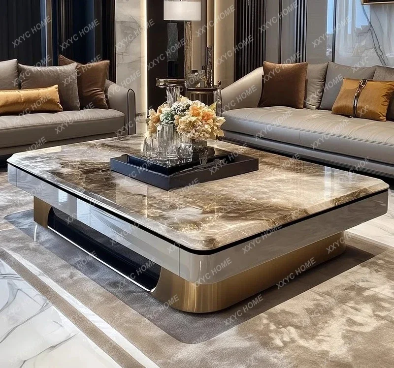 

A Light luxury large coffee table microcrystalline stone modern large apartment flat marble 2025 new