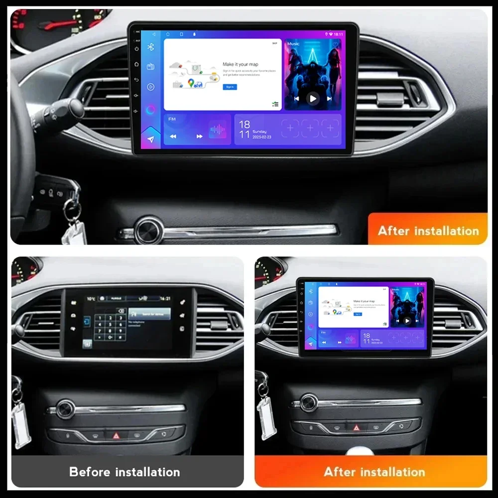 CarPlay Android 16 For Peugeot 308 T9 308S 2013 - 2017 CarPlay 8 core Auto Multimedia Player Wireless GPS Navigation Car Radio