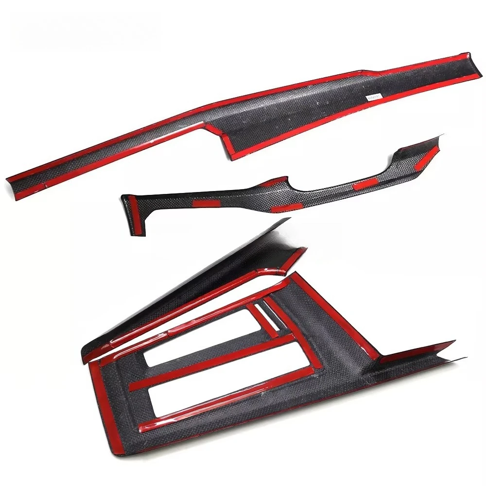 4 قطعة وحدة التحكم المركزية الداخلية للسيارة لوحة القيادة من ألياف الكربون الجافة ولوحة وحدة التحكم المركزية لسيارة VW Golf 8 MK8 GTE GTI GTD 2020-2022 #6