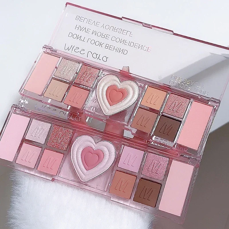 Paleta de sombras de ojos de tono fresco coreano, sombra de ojos con purpurina, resaltador de maquillaje para mujer, de Color tierra sombras de ojos, paleta de maquillaje, cosméticos