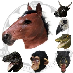 Halloween Mask Party Cosplay Latex Horse Head Mask Animal Head Set Horse Mask Dog Horse Jun Horse Mask