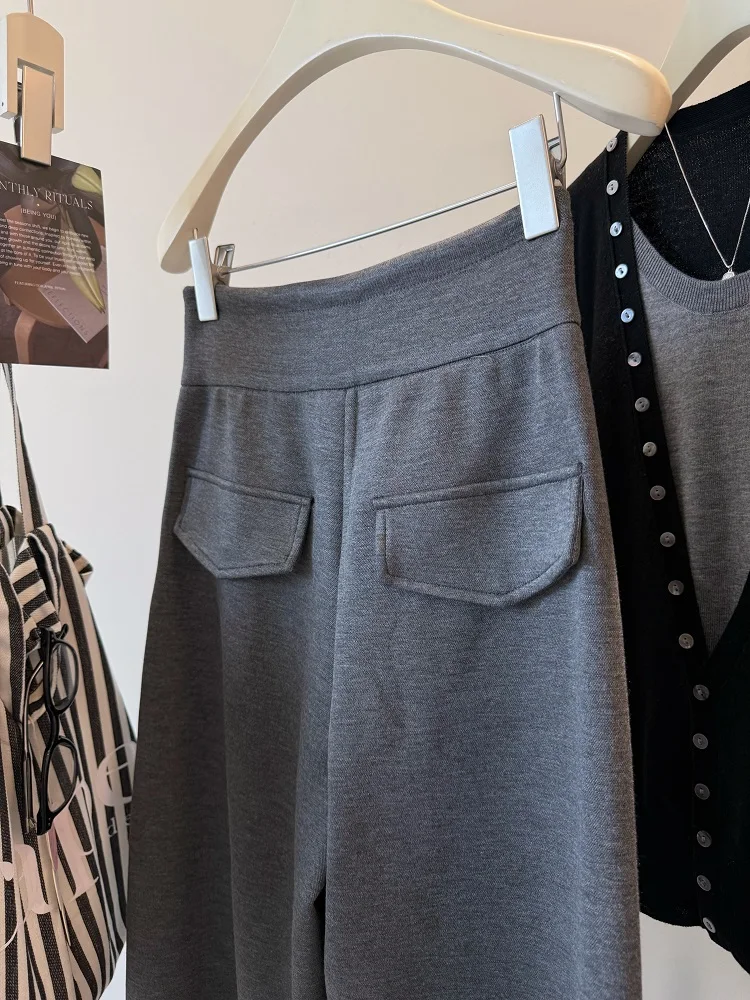 

Брюки женские в стиле хип-хоп, женские зимние вязаные на флисовой подкладке, широкие брюки для отдыха, свободные плюшевые, в рубчик, в горошек, многослойные, с завязками, Ulzzang Jade