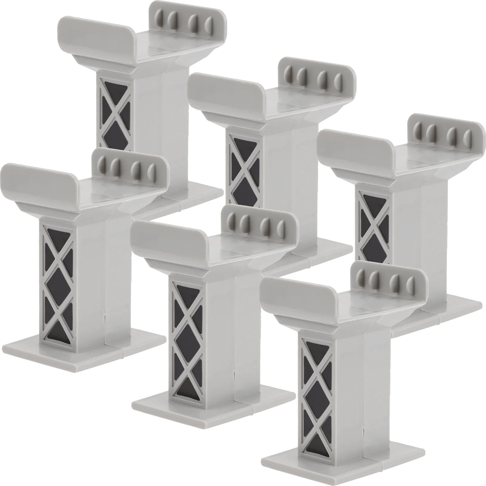 6 Pcs Train Pier Track Support Risers Bridge Connector Railway Toy Accessories Light Grey Supports Child