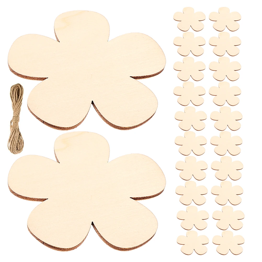 Juego de pintura de piezas de madera, recortes de flores sin terminar, decoración artesanal, suministros para niños, rodajas de madera, accesorios de costura artesanal, 1 Juego