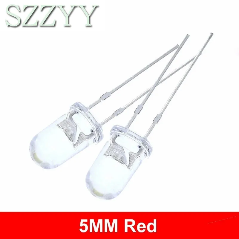 100pcs High quality Transparent Round 5mm Super Bright Water Clear Green Red White Yellow Blue Light LED Bulbs Emitting Diode