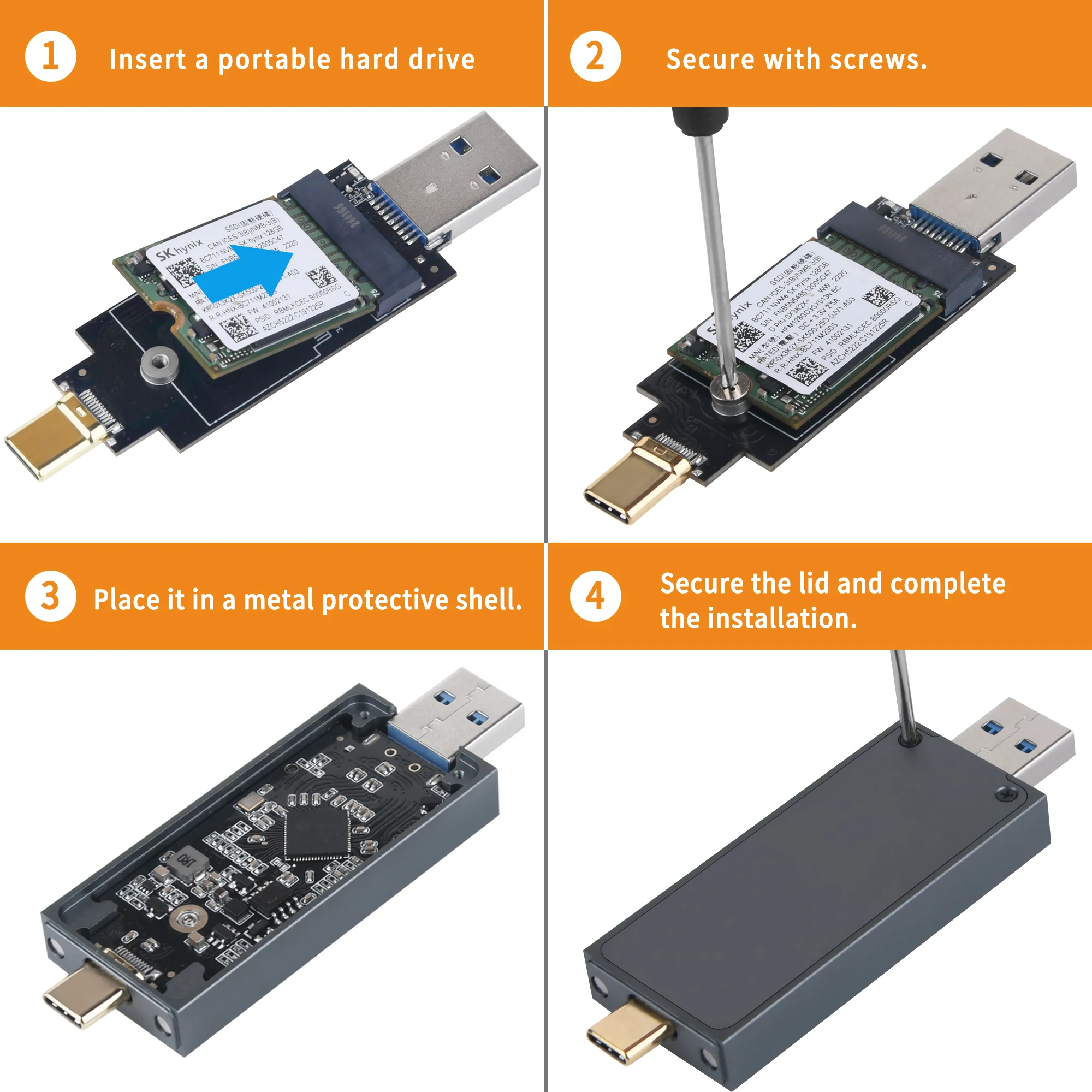 M.2 nvme 2230 ssd gabinete usb a/c adaptador 10gbps usb3.2 gen2 caixa externa para computador desktop tablet pc telefone sn740/bg4