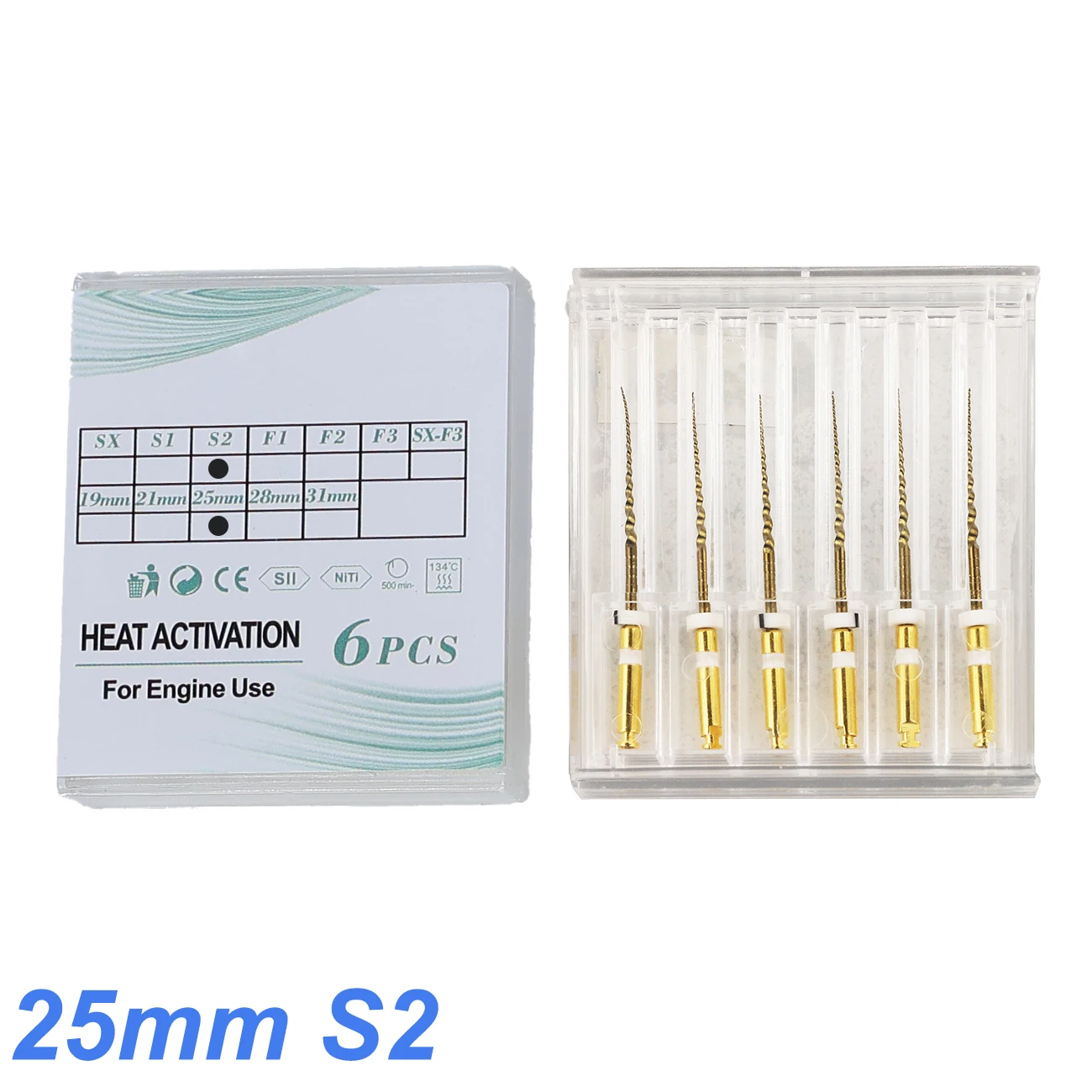 TJDent 6pcs/Box 25mm Dental Endodontic Files Gold Endo File Root Canal Heat Activated Rotary File NITI Instrument Dentistry Tool view 6