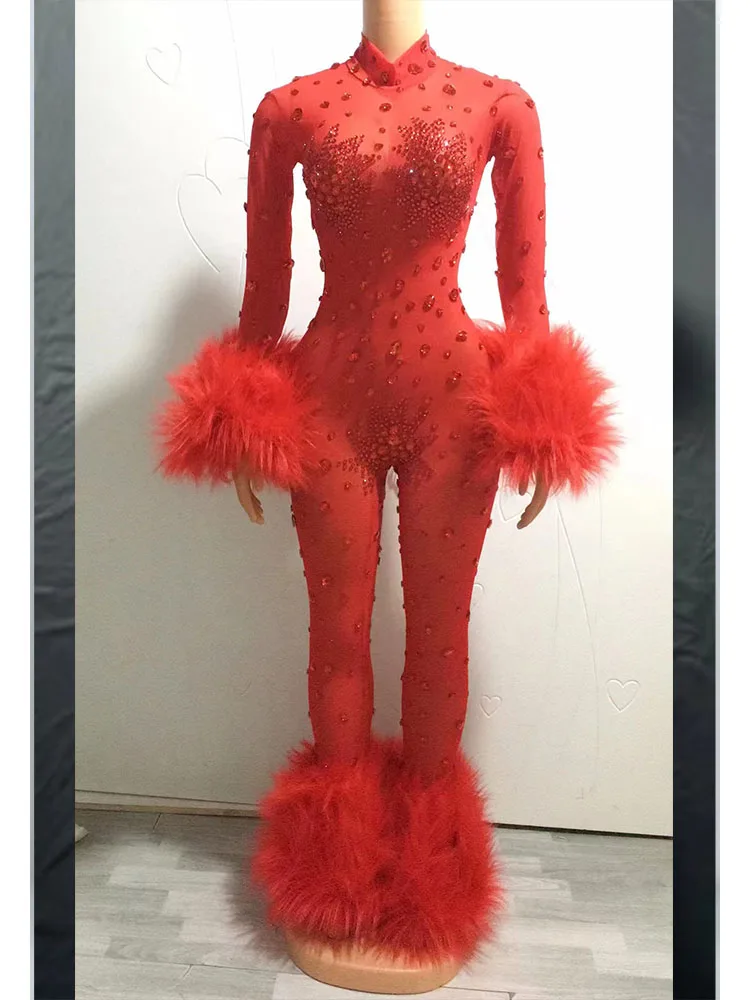 Wysokiej jakości pluszowy kombinezon z kryształkami 2024, nowa moda, niestandardowa odzież damska