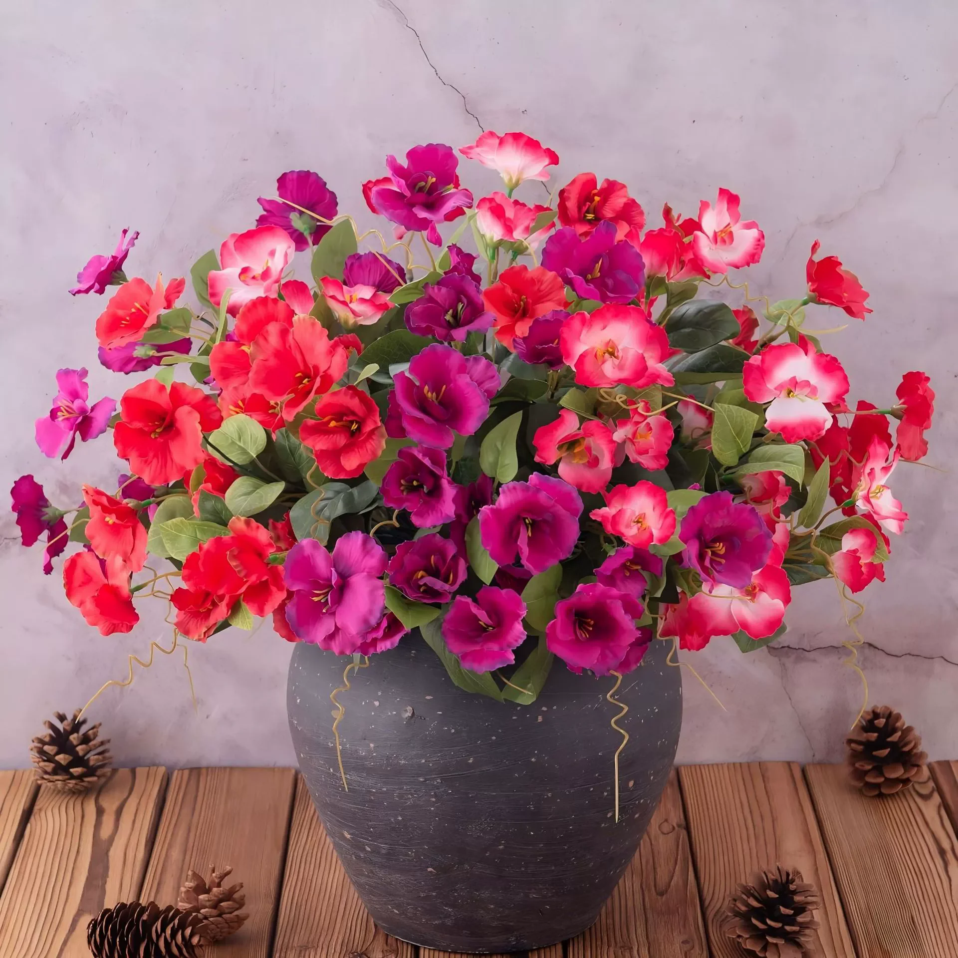 باقة الزهور الاصطناعية باقة الكركديه الحريرية والزهور الاستوائية لشرفة فناء الشرفة الخارجية