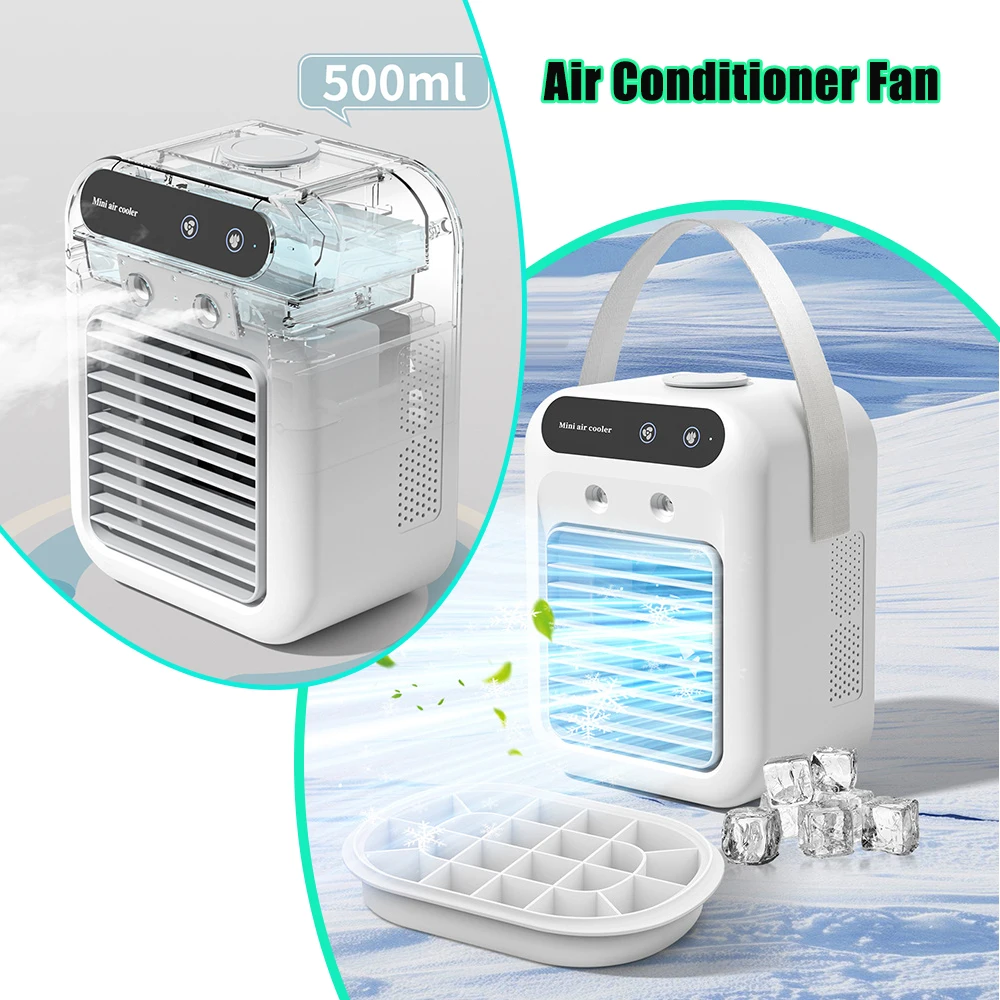 Portable USB Small Air Conditioner Fan Quiet Desktop Cooling Fan Personal Evaporative Air Cooler with Mist Spray for Home Office