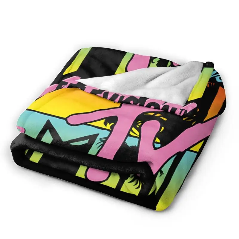 MTV Flannel Fleece Blanket Music Television Warm Cozy Lightweight Anti-Pilling Fuzzy Throw Blankets for Couch Bed Sofa Travel