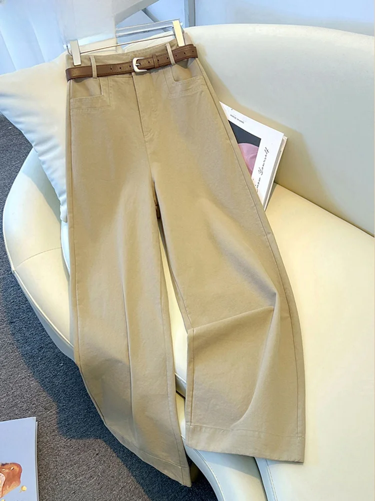 

Slim Wide Leg Jeans High Waist Spring Autumn New Style Denim Pants Nine Points Small Size Khaki Women's Pants Casual Commute ...