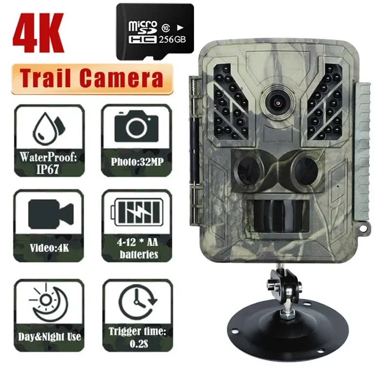 

4K Wifi Trail Camera Outdoor Mini 32MP Infrared Wildlife Hunting Camera with Night Vision Motion Activated Scouting Traps Photo