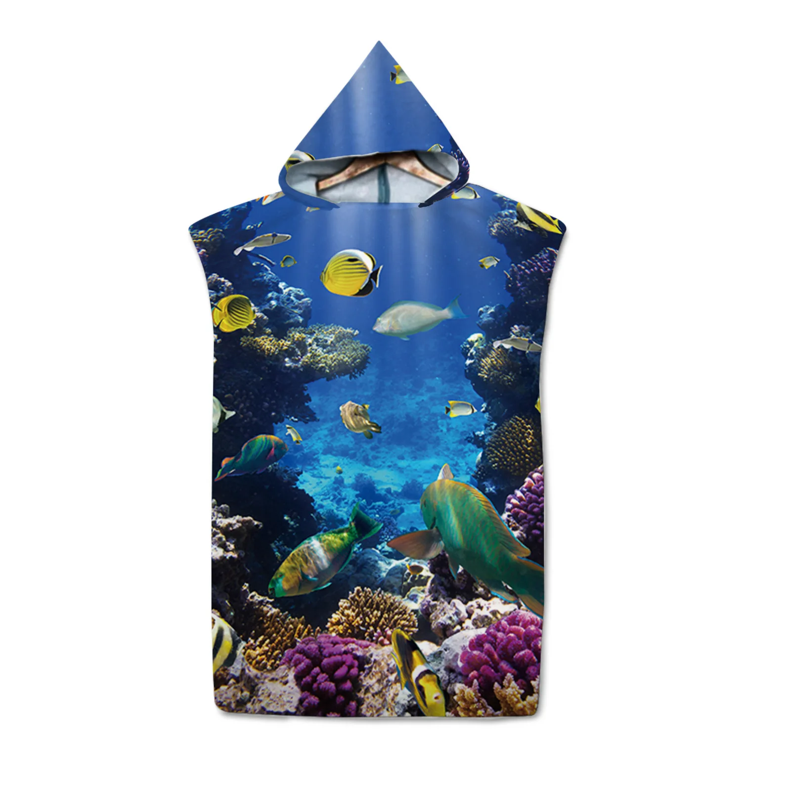 Customizable Adult Kid Print Microfiber Quick Dry Hooded Beach Towel Underwater World Swimming Bathrobe Diving Poncho Surf Cloak