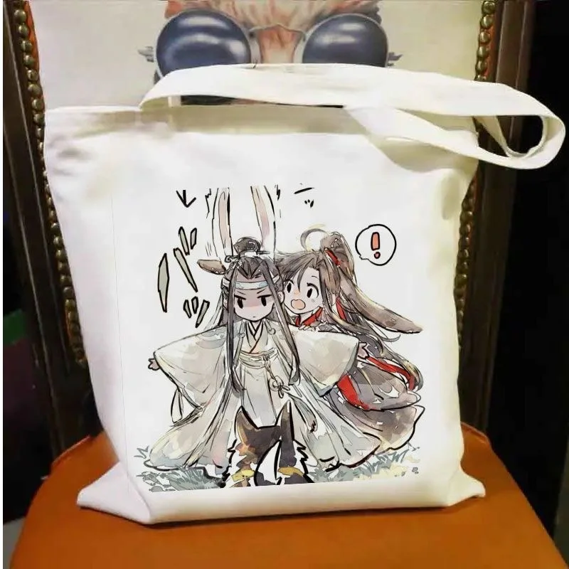 سلف طريقة الشيطان اسم مشترك حقيبة قماش قنب لطيف Q الكرتون حمل حقيبة أنيمي ins طالب حقيبة كتف المد