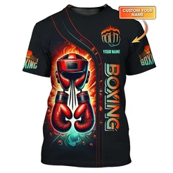 Boxing Customized Name T-shirt Men's Clothes Cool Fighting Muay Thai T Shirts 3D Printed Personality Box Sports Fitness Tee Top