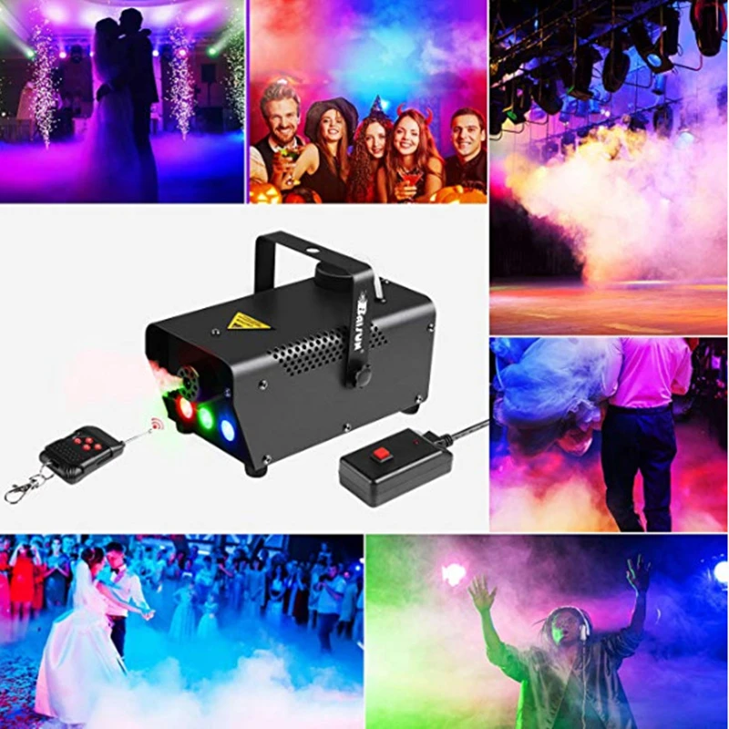 500W Remote Control Fog Machine & LED RGB 3in1 light Stage Show Led Smoke Machine Disco KTV DJ Party Club Bar Event Show