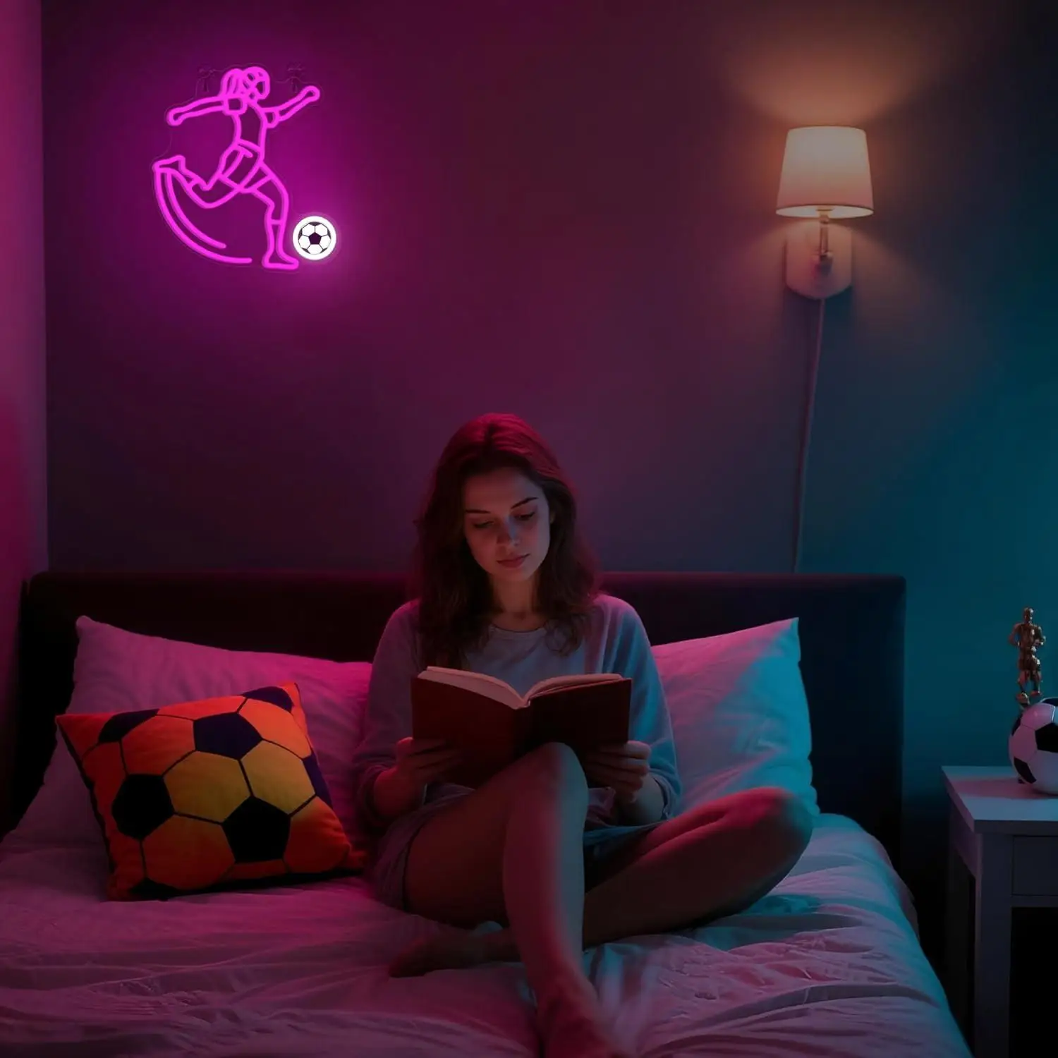 Soccer Neon Sign Sport USB Powered LED Dimmable Neon Lights for Bedroom Sports Field Dorm Wall Art Decor Unique Gifts for Girls view 3