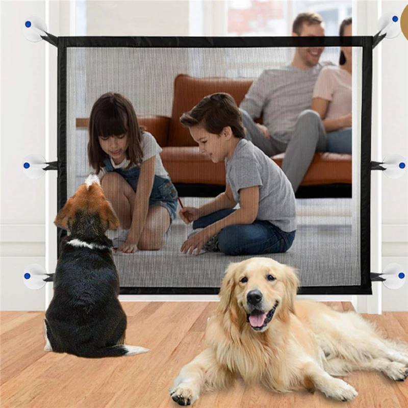 

Heavy Duty Dog Fence with Hooks Insulated Mesh Foldable Breathable Mesh Mirror Door Indoor and Outdoor Pet Safety Door