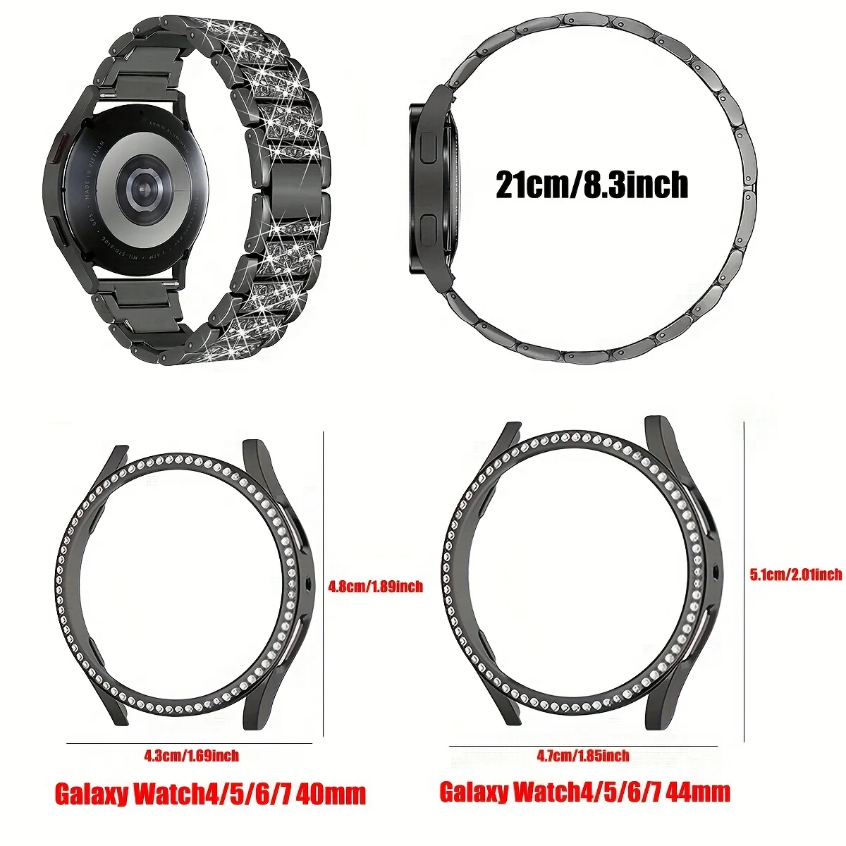 Metal Strap+Case for Samsung Galaxy Watch4 5 6 7 40mm 44mm Band Woman Stainless Steel Diamond Bracelet & Cover Bumper Accessorie image 6