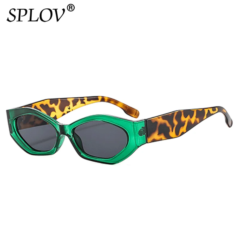 

Trendy Small Cat Eye Women Sunglasses Retro Ins Popular Polygon Shades Sexy Lady Vintage Oval Eyewear Leopard Green Grey UV400