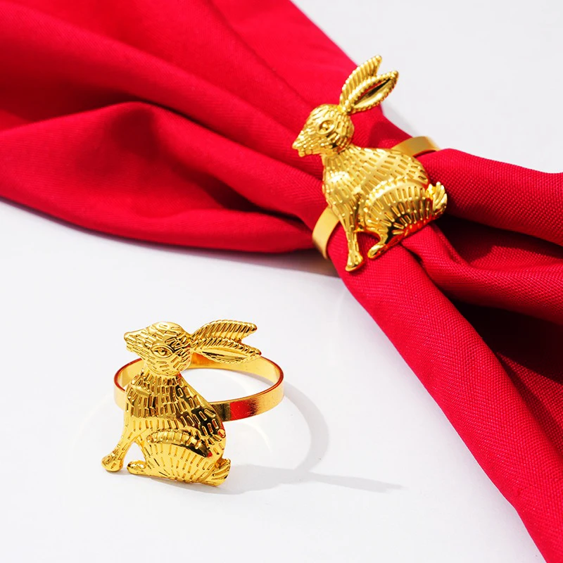 

Easter Rabbit Napkin Ring Wedding Hotel Restaurant Table Decoration Mouth Cloth Ring For Party Home Dining Decor