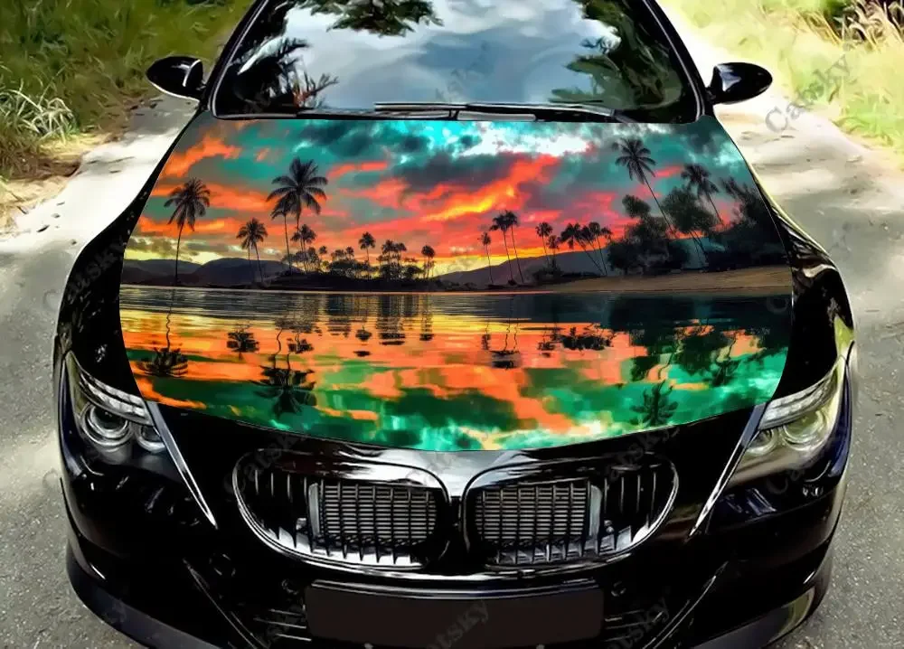 

Beauty Sunny Tropical Landscape Car Hood Decal Car Decals Vinyl Sticker Graphic Wrap Decal Truck Decal Auto Graphic Bonnet Decal