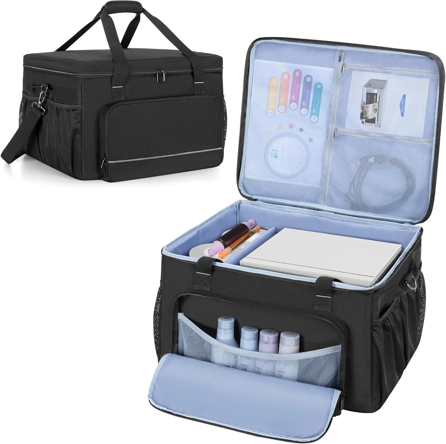 

Padded Printer Carrying Case for Dye Sublimation Photo Printers, 18.5x16.5x12.6in, Travel Bag with Dividers & Pockets