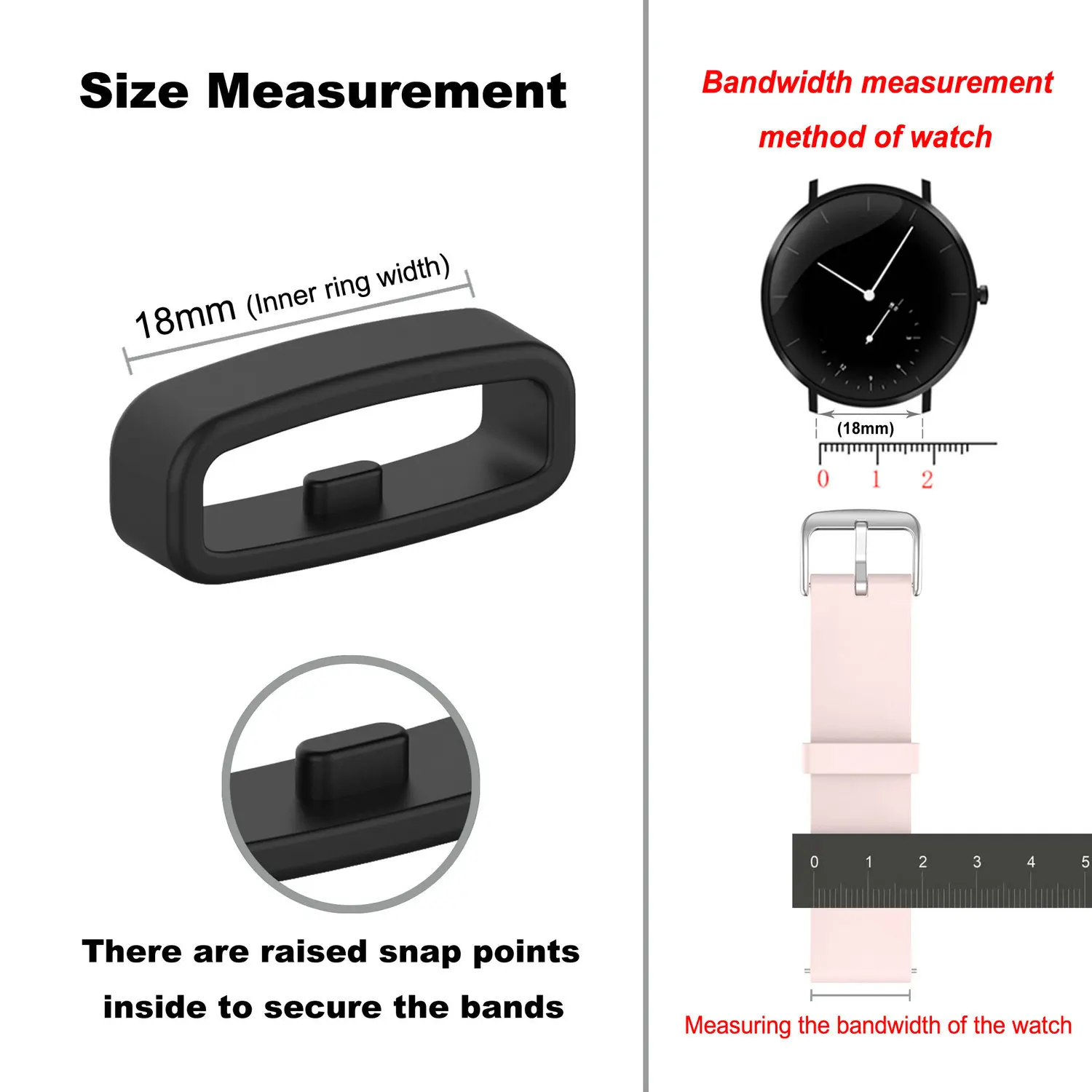 Accessori per orologi intelligenti con anello con fibbia per orologio in Silicone universale da 18/20/22mm