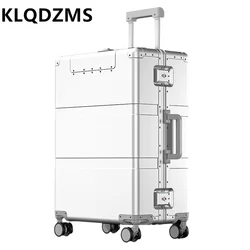 KLQDZMS-Valise à Roulettes en Alliage d'Aluminium et Magnésium pour Homme, Valise d'Embarquement d'Affaires de Grande Capacité, 24 Pouces, 28 Amarans, 20 Pouces