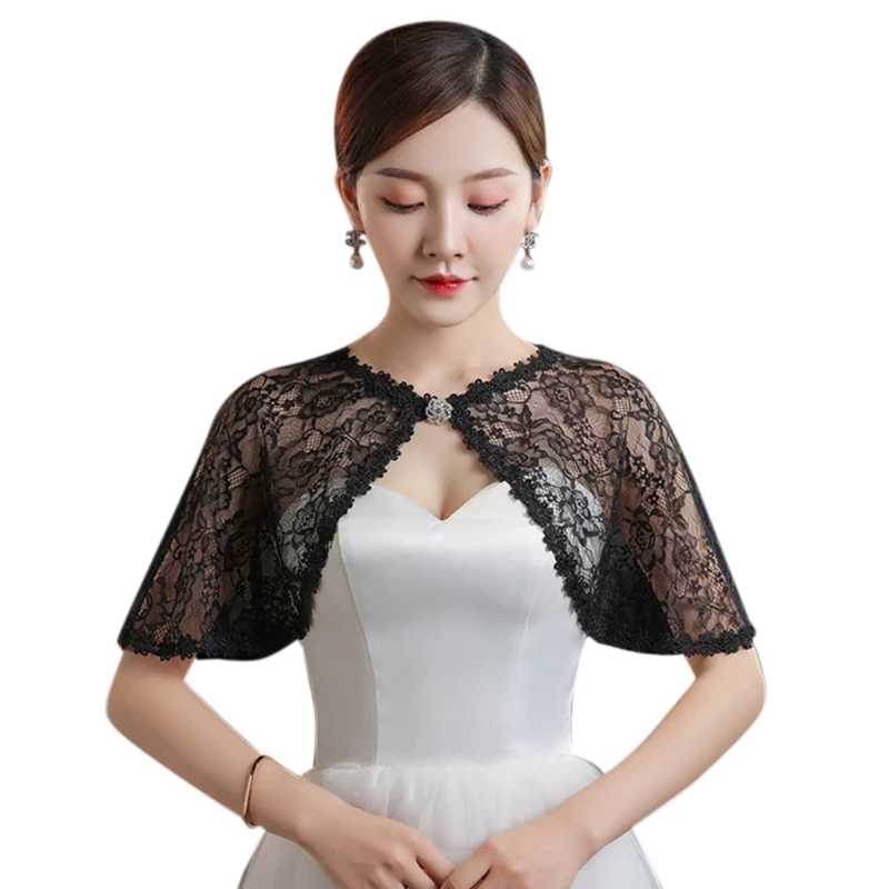 Wedding Lace Shawl Black White Short for Jacket Elegant Wedding Dress Shawl Dropshipping