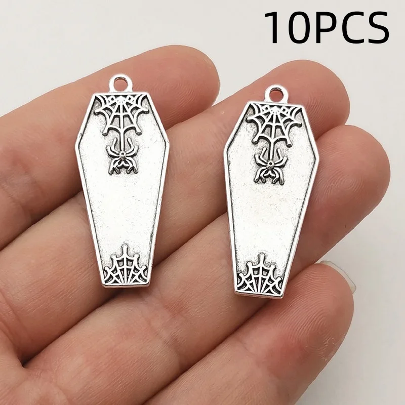 10PCS Halloween personalized retro spider coffin oil drop pendant DIY earrings necklace accessories view 4