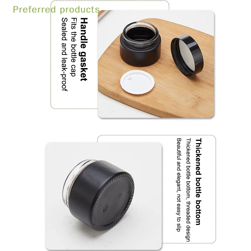 10/30/60g garrafa de vidro compõem recipiente tampa de plástico frascos vazios frasco de creme de vidro preto recipiente cosmético frascos cosméticos de viagem