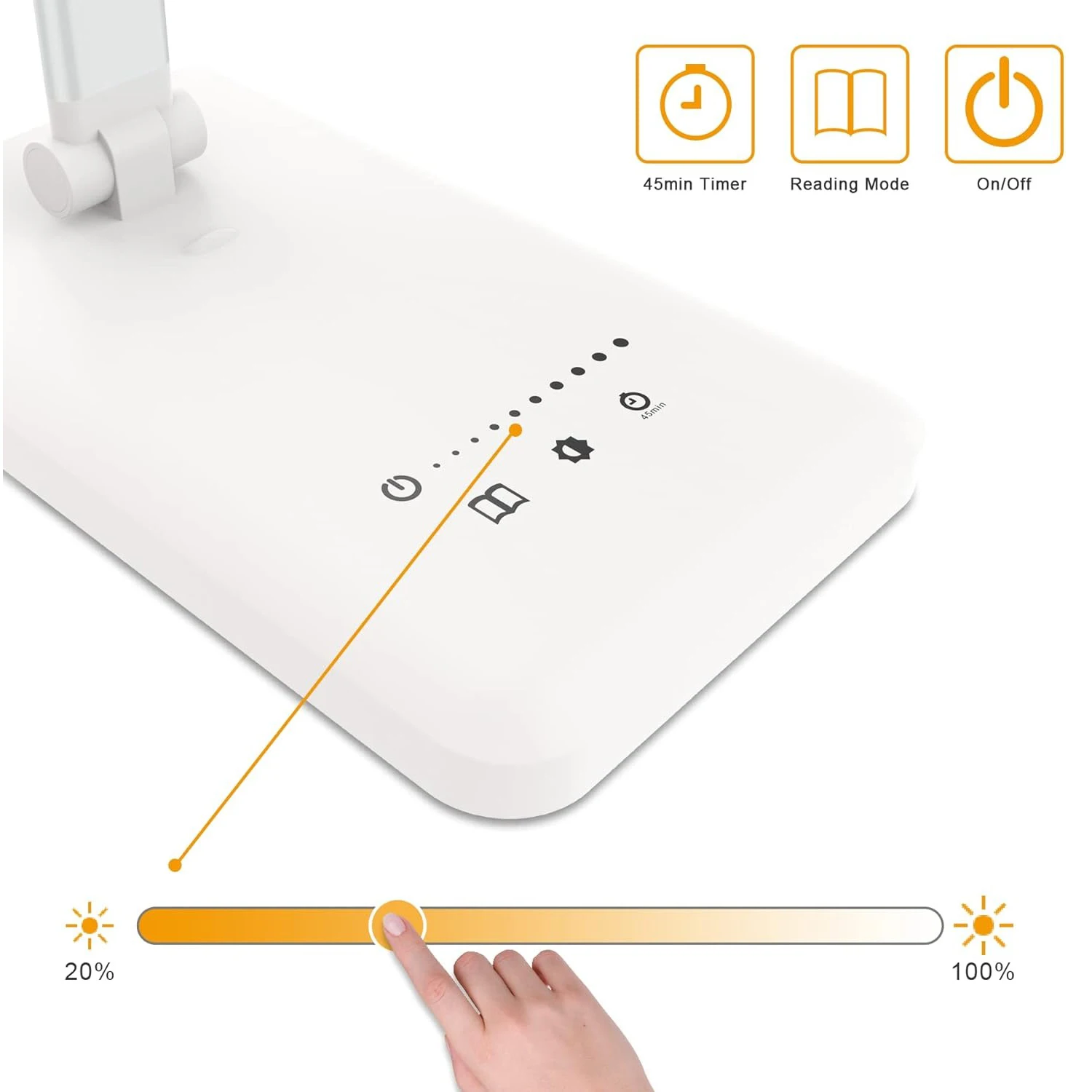 LED Desk Lamp Dimmable Table Lamp Reading Lamp with USB Charging Port, 5 Lighting Modes, Touch Control, 45 Minutes Timer
