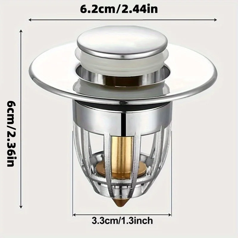 2-Pack Metal Pop-Up Drain Stopper, Anti-Odor and Anti-Leak, Universal Bathroom Sink and Bathtub Accessory, Easy to Install, Home Renovation Essential, Small Whirlwind Copper Core Pop-Up Drain Stopper, a Must-Have Household Item