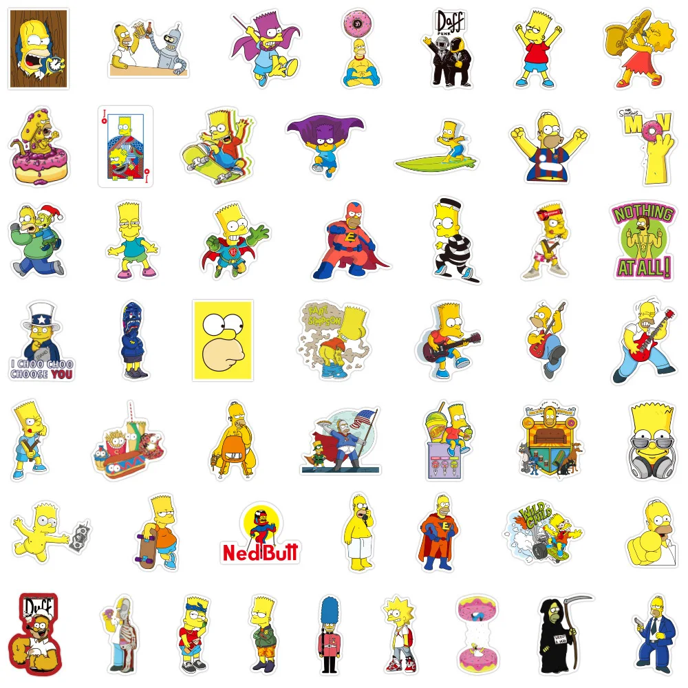 10/30/50/100pcs Disney Anime The Simpsons Stickers for Kids Toy Funny Cartoon Graffiti Sticker Phone Skateboard Scrapbook Decals