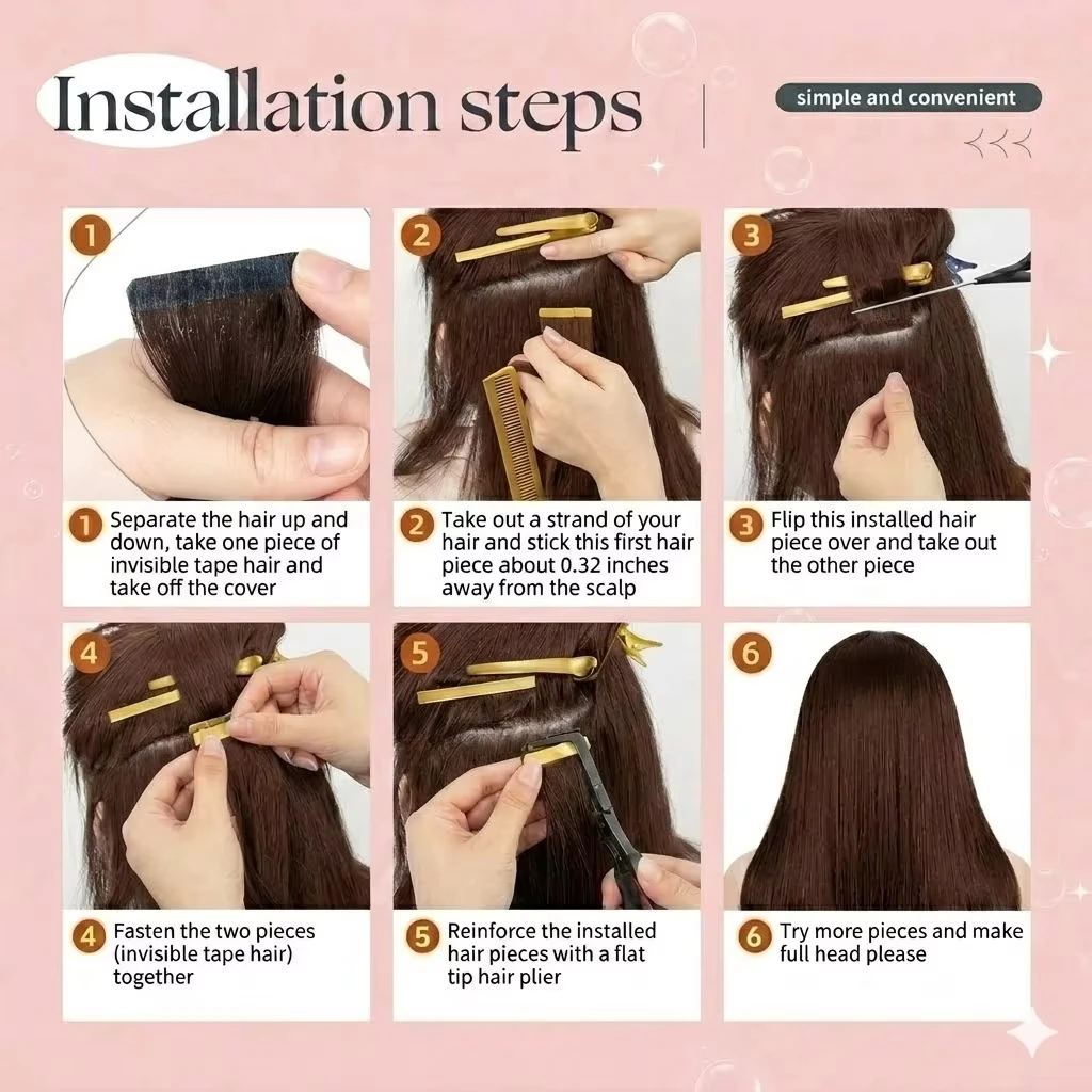 16A Brown Tape In Hair Extension Straight Seamless Invisible Tape In Human Hair Extensions 42 Pcs-100g 16 18 20 22 Inch Colored Raw Virgin Skin Adhesive