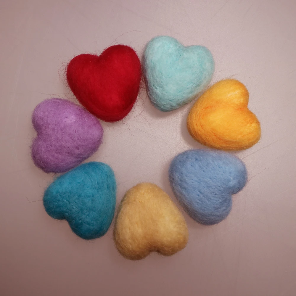 Newborn Photography Prop Infant Girl Boy Photo Shoot Props Felted Wool Felt Love Heart Star Shapes Decorations Studio Shooting