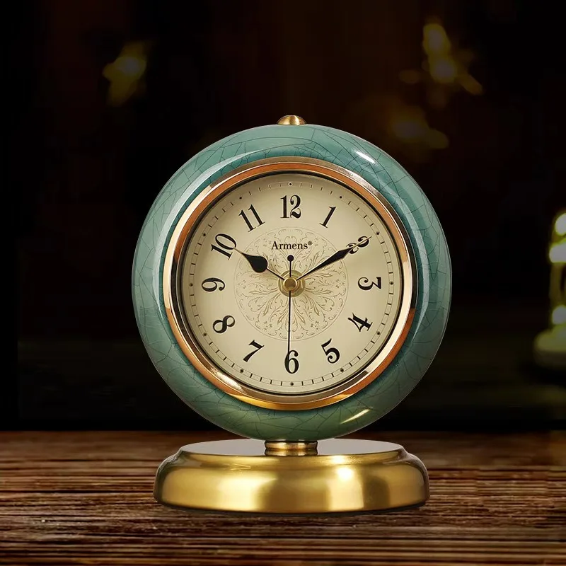 European-style Desk Clocks Ornament Home Living Room Desktop Fashion Retro Clock Creative Desktop Pendulum Clock Reloj De Mesa