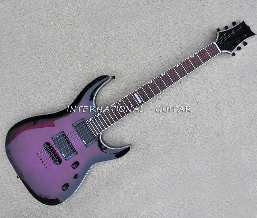 

6 Strings Purple Electric Guitar with Rosewood Fretboard,Strings Through Body,Customizable