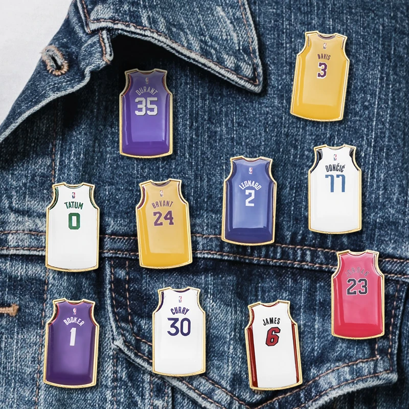 Basketball Jersey Brooch Basketball Player Badge Clothes Bag Pins Accessories Sporty Jewelry Collectible Gift for Fans Friends