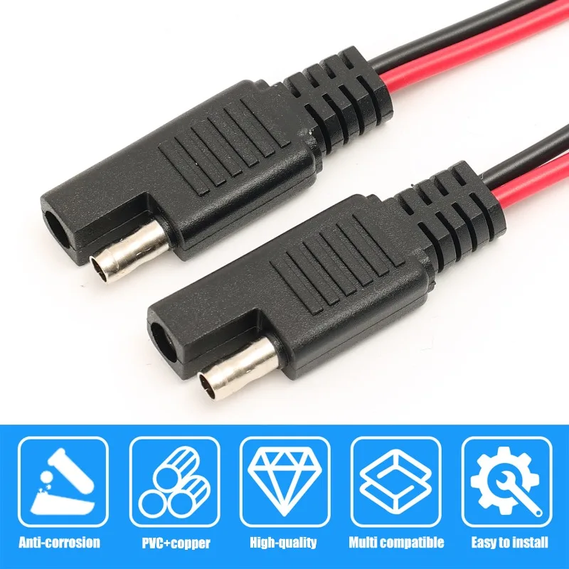 High-quality SAE Female and Male Power Extension Plug Cables for Solar Cell Quick Disconnect Wiring Harnesses Copper Connectors