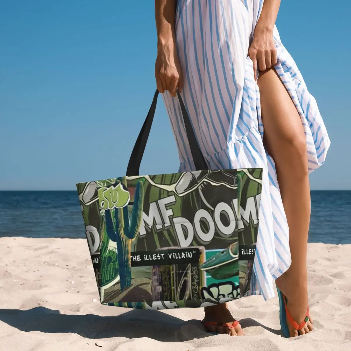 American Rapper MF Doom Mad Villain Music Artist Beach Tote Bag Sport Gym Yoga Duffle Large Tote Bag Women Travel Bag